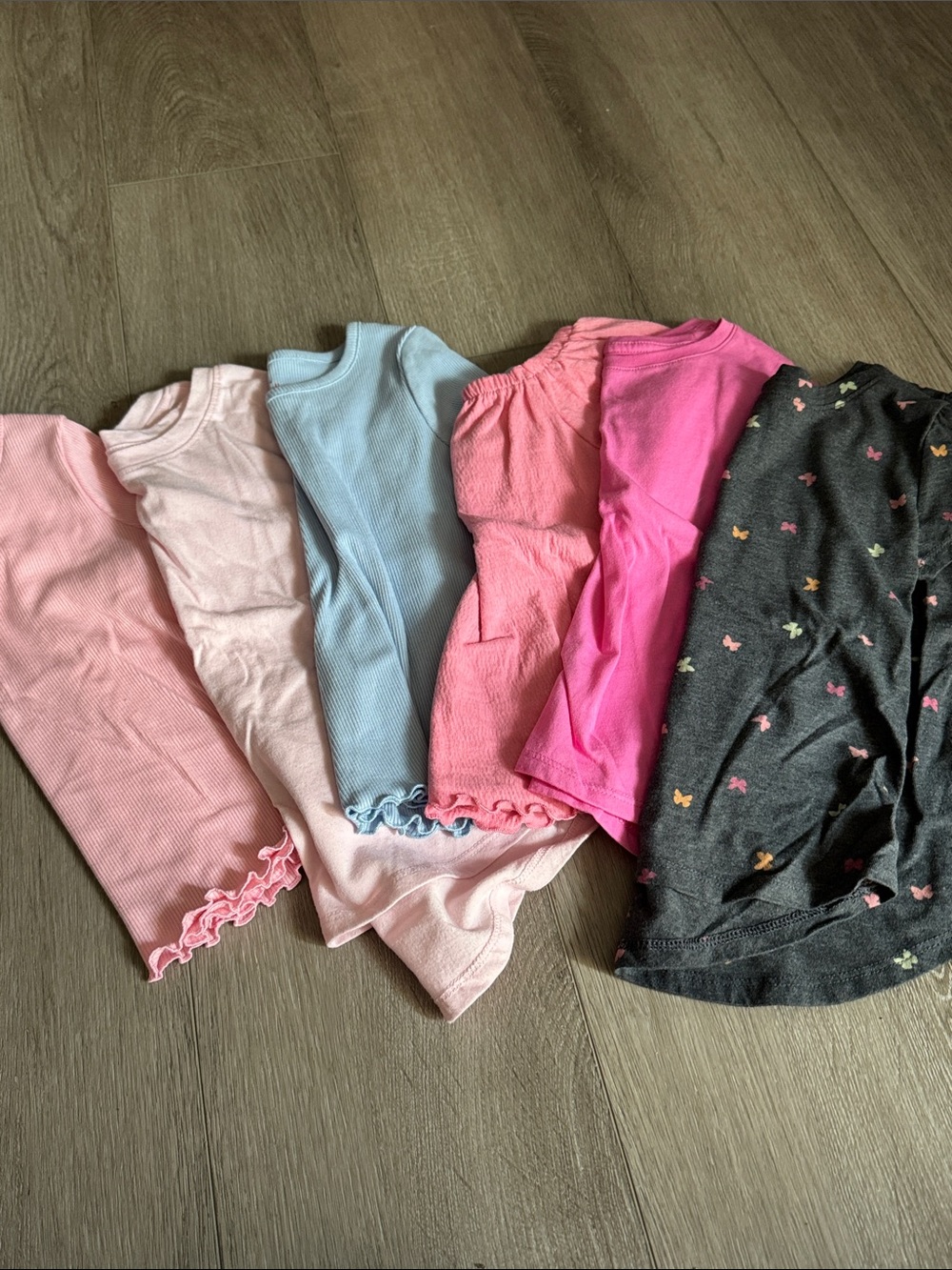 Girls' Mixed Color Cotton  Tops - Pink, Light Blue, Coral, Charcoal